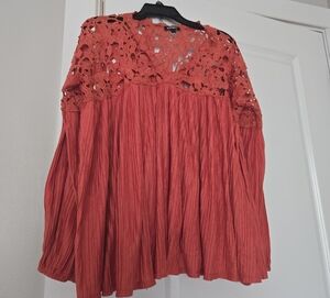 Express Rust Crochet Lace Blouse